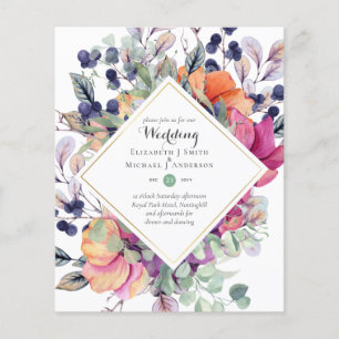 Flyer PRESUPUESTO Invitaciones a la Boda Floral Naranja