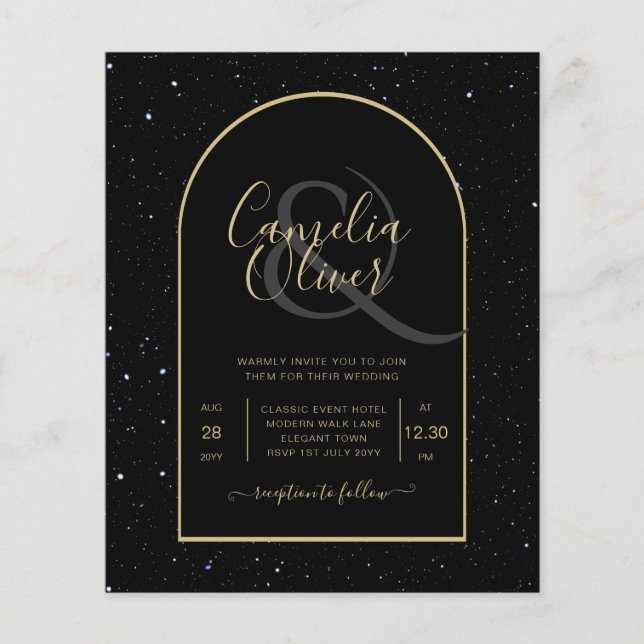 Flyer PRESUPUESTO INVITADO DE Boda Nocturno DE ORO NEGRO (Frente)
