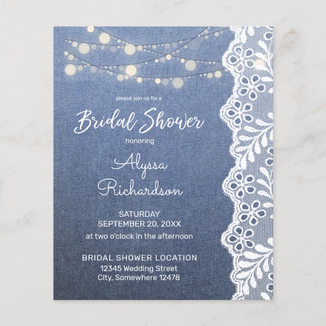 Flyer Presupuesto Jean Lace String Lights Bridal Shower  (Frente)