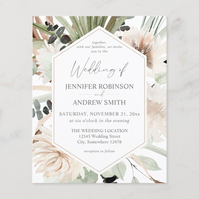Flyer Presupuesto LG Texto Boho Eucalyptus Palm Floral W (Frente)