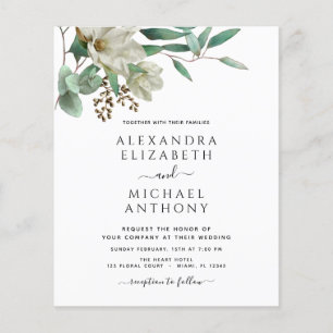 Flyer Presupuesto Magnolia Eucalyptus Foto Boda Elegante
