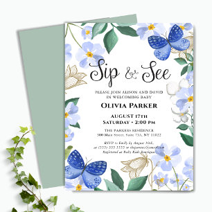 Flyer Presupuesto mariposa azul niño bebé Sip y ver Invi