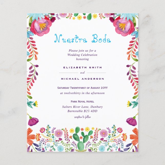 Flyer PRESUPUESTO MÁS BAJO Boda De Flores Folclóricas De (Frente)