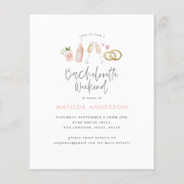 Flyer presupuesto moda de champán rosa Girly soltera