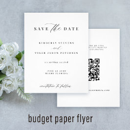 Flyer Presupuesto moderno código QR para boda ahorrar fe