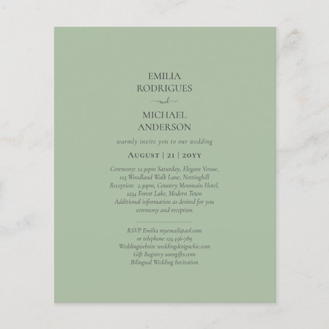 Flyer PRESUPUESTO Monocromo de sabio bilingüe de doble c (Frente)