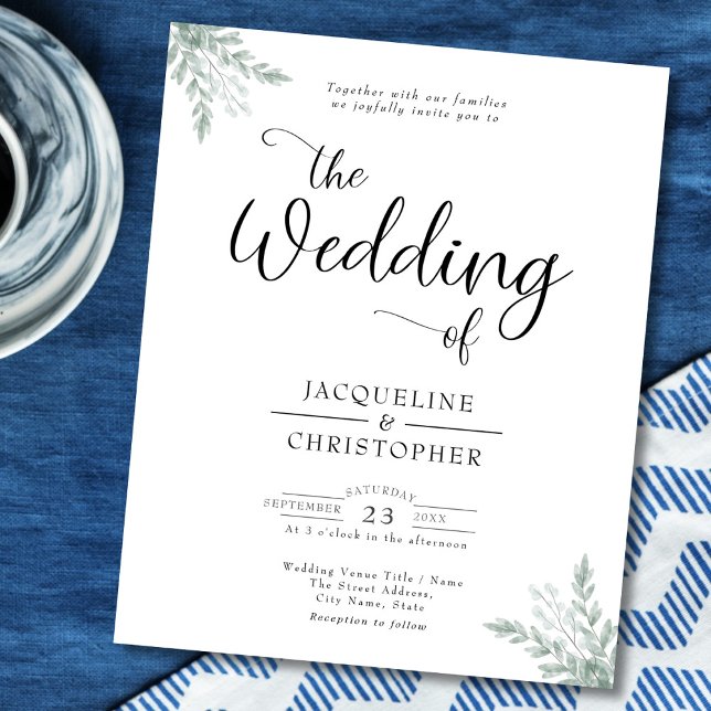 Flyer Presupuesto Monogramado Eucalyptus Invitación a la (Subido por el creador)