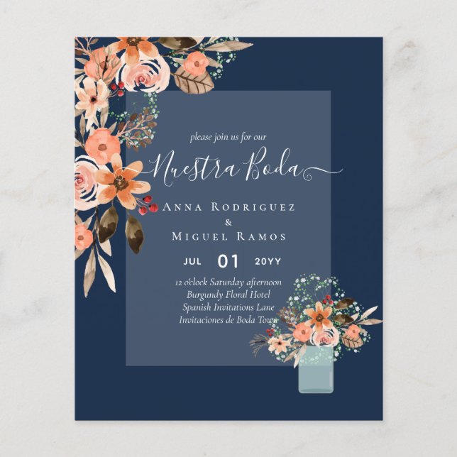 Flyer PRESUPUESTO Naranja de Flores de Otoño de la BODA  (Frente)