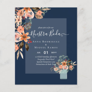 Flyer PRESUPUESTO Naranja de Flores de Otoño de la BODA