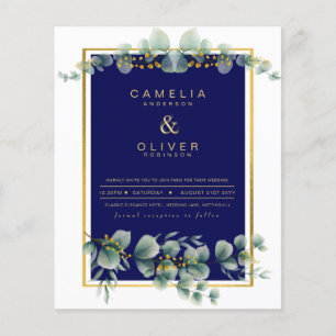 Flyer PRESUPUESTO NAVY GOLD Eucalyptus Wedding Invitar C