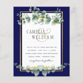Flyer PRESUPUESTO NAVY GOLD Eucalyptus Wedding Invitar C