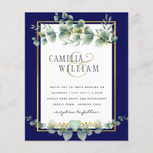Flyer PRESUPUESTO NAVY GOLD Eucalyptus Wedding Invitar C