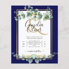 Flyer PRESUPUESTO NAVY GOLD Eucalyptus Wedding Invitar C