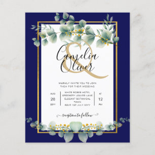 Flyer PRESUPUESTO NAVY GOLD Eucalyptus Wedding Invitar C