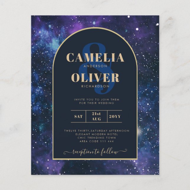 Flyer PRESUPUESTO Noche estrellada Morado Boda Azul INVI (Frente)