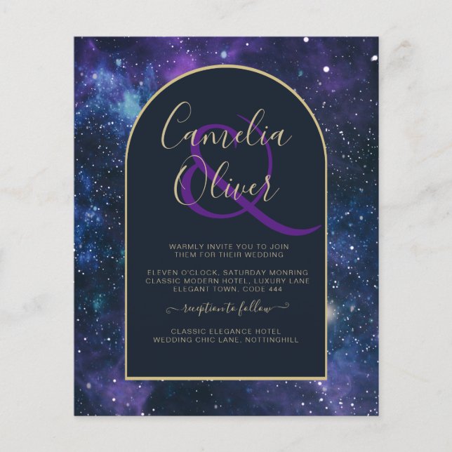 Flyer PRESUPUESTO Noche estrellada Morado Boda Azul INVI (Frente)