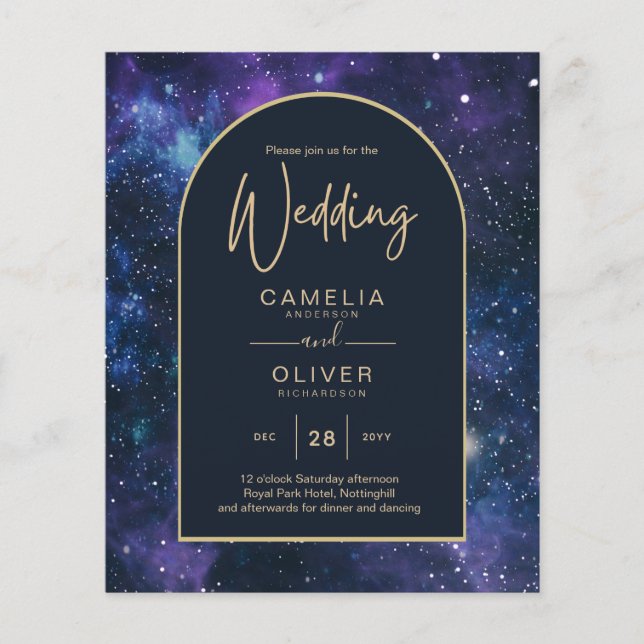 Flyer PRESUPUESTO Noche estrellada Morado Boda Azul INVI (Frente)