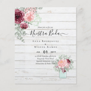 Flyer PRESUPUESTO Nuestra BODA Boda Floral Rosa Borgoña