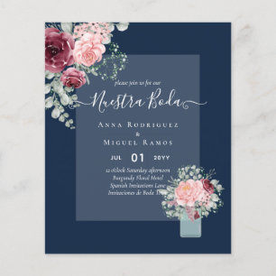 Flyer PRESUPUESTO Nuestra BODA Boda Floral Rosa Borgoña