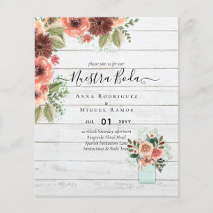 Flyer PRESUPUESTO Nuestra BODA Burgundy Floral Fall Wedd