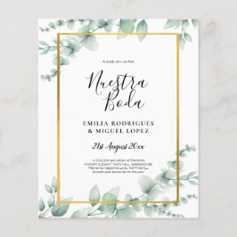 Flyer PRESUPUESTO NUESTRA BODA Eucalyptus ORO CÓDIGO QR