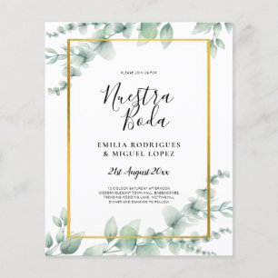 Flyer PRESUPUESTO NUESTRA BODA Eucalyptus ORO CÓDIGO QR
