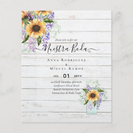 Flyer Presupuesto nuestra Boda Girasoles Flores Moradas 