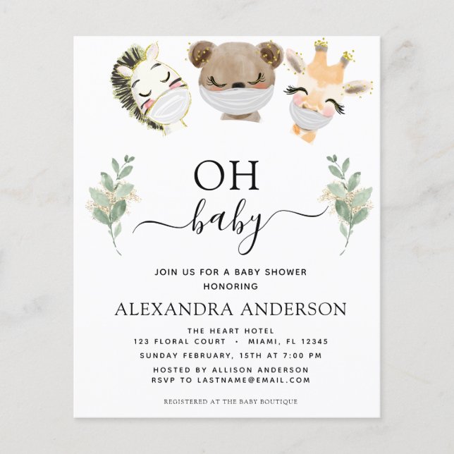 Flyer Presupuesto Oh Baby Shower Woodland Eucalyptus (Frente)