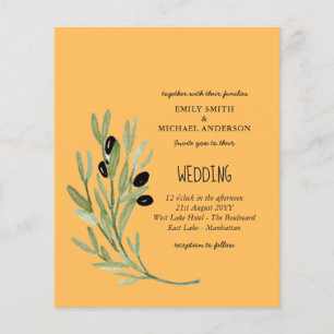 Flyer PRESUPUESTO OLIVE DEJA A Boda Minimalista moderno