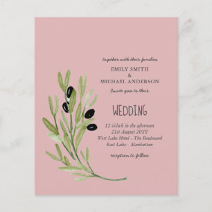 Flyer PRESUPUESTO OLIVE DEJA A Boda Minimalista moderno