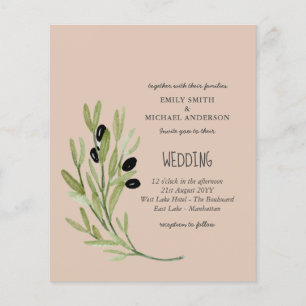 Flyer PRESUPUESTO OLIVE DEJA A Boda Minimalista moderno