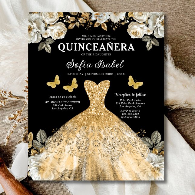 Flyer Presupuesto Oro Bilingüe Español Quinceanera (Subido por el creador)