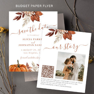 Flyer Presupuesto otoño boda foto QR salvar fecha