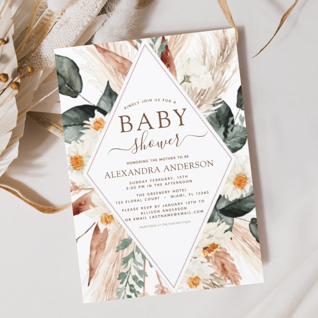 Flyer Presupuesto Pampas Grass Baby Shower Boho Eucalypt (Subido por el creador)