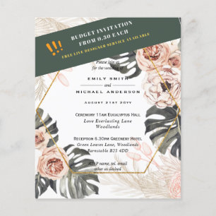 Flyer PRESUPUESTO PAMPAS GRASS Peach Tan Wedding INVITAC