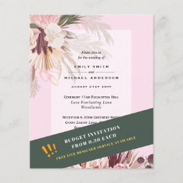 Flyer PRESUPUESTO Pampas Invitaciones a una boda rosa de