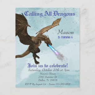 Flyer Presupuesto para cumpleaños de Wyvern Dragon Respi
