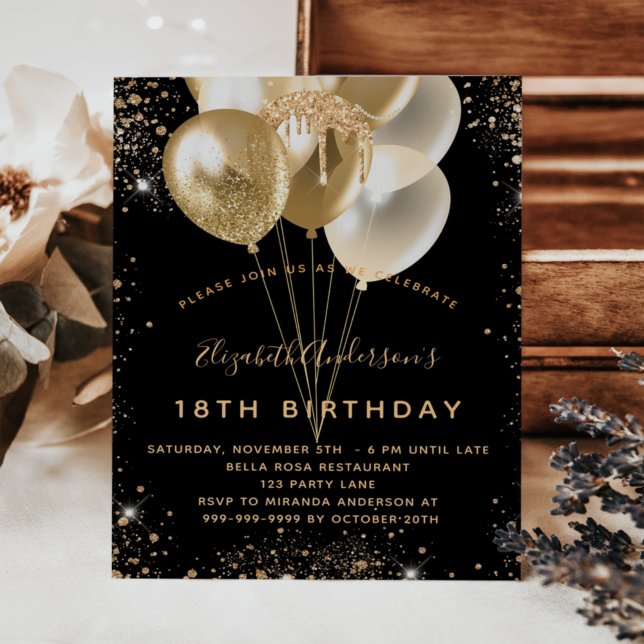 Flyer Presupuesto para globos purpurinas de oro negro de (Subido por el creador)