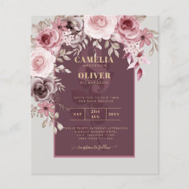 Flyer PRESUPUESTO Pink Maroon Wine Floral Wedding INVITE