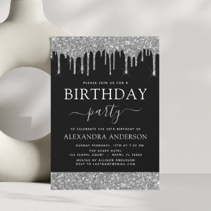 Flyer Presupuesto Plata Purpurina Negro Cualquier Cumple