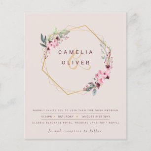 Flyer Presupuesto Plum Boda Floral Invitar código QR RSV