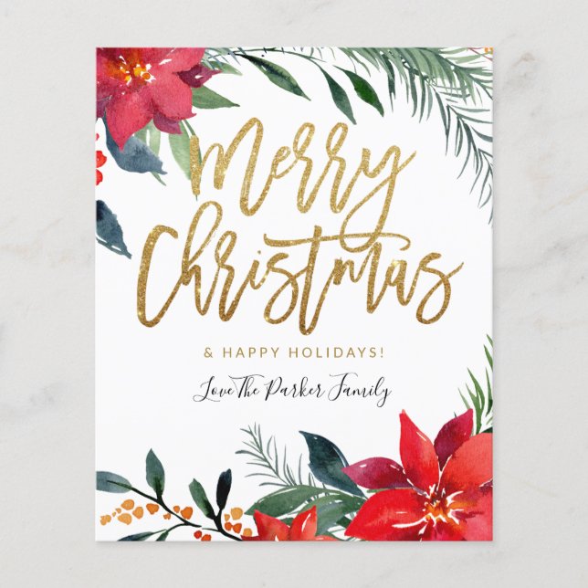 Flyer Presupuesto Poinsettia Floral Merry Christmas (Frente)