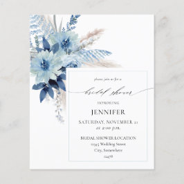 Flyer Presupuesto Polvoriento Azul Boho Floral Despedida