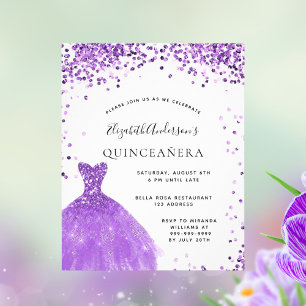 Flyer Presupuesto purpurina de vestimenta blanca violeta