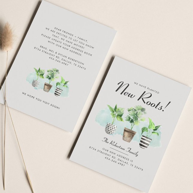 Flyer Presupuesto que hemos movido la Invitación de Boho (We Have Moved Potted Plants Botanical Moving Announcement)