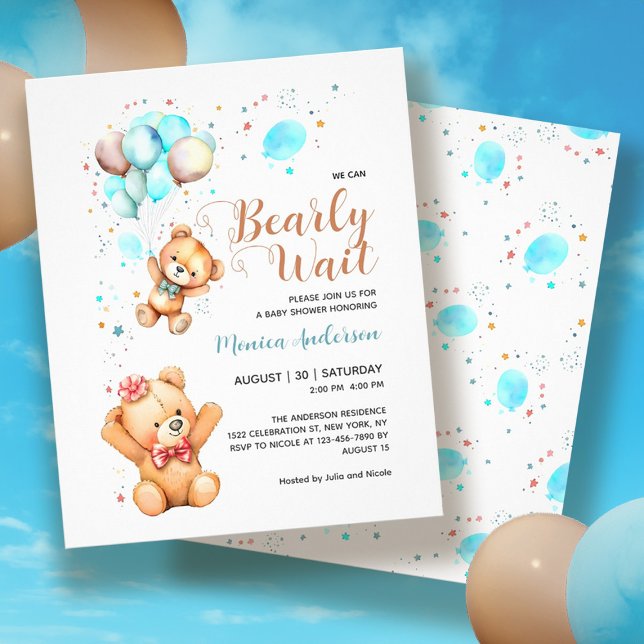 Flyer Presupuesto Que Podemos Esperar La Invitación De B (Budget We Can Bearly Wait Baby Shower Invitation Flyer
)