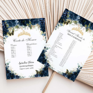 Flyer Presupuesto Quinceañera 15 Navy Floral Corte Padri