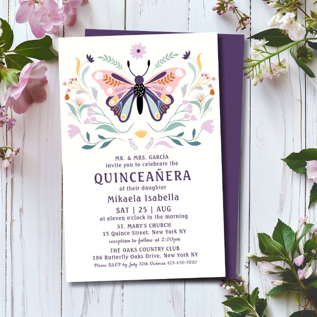 Flyer Presupuesto Quinceañera Flor de Mariposa Púrpura R (Subido por el creador)