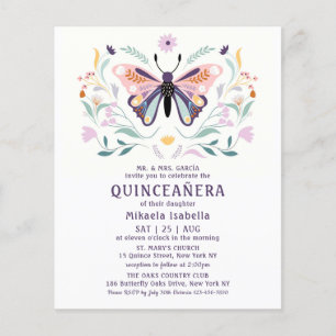 Flyer Presupuesto Quinceañera Flor de Mariposa Púrpura R