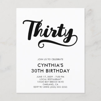 Flyer Presupuesto Retro Swash Negrita Script Cumpleaños 